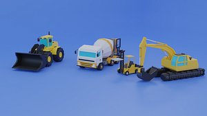 Constraction Machines Game Assets Low Poly Models 3D model