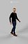 Casual Man Walking in Dark Jeans While Listening Master