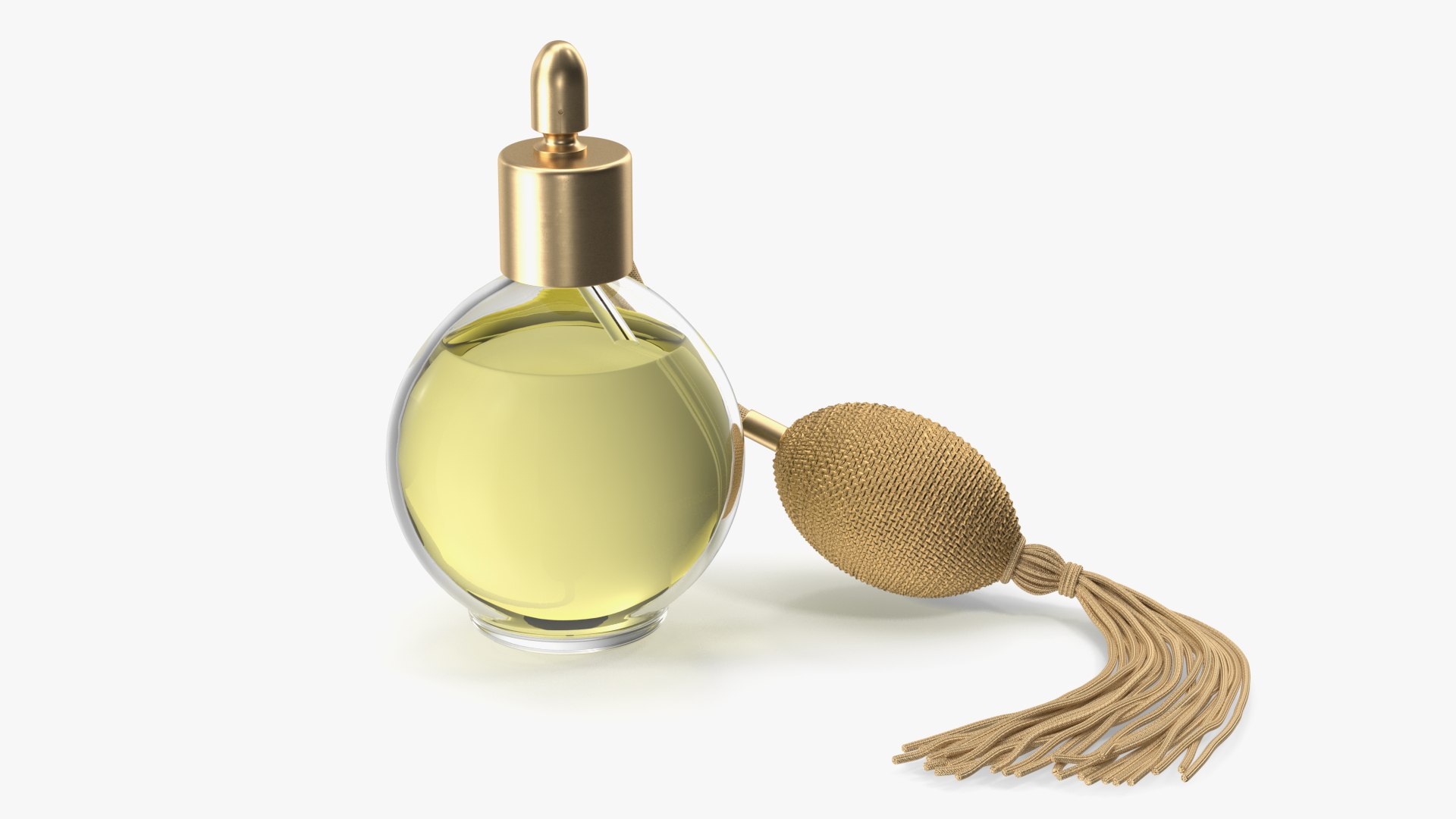 Golden Perfume Bottle Pump with Hose 3D model preview