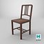 Stare drewniane krzesło 05 Low-poly PBR