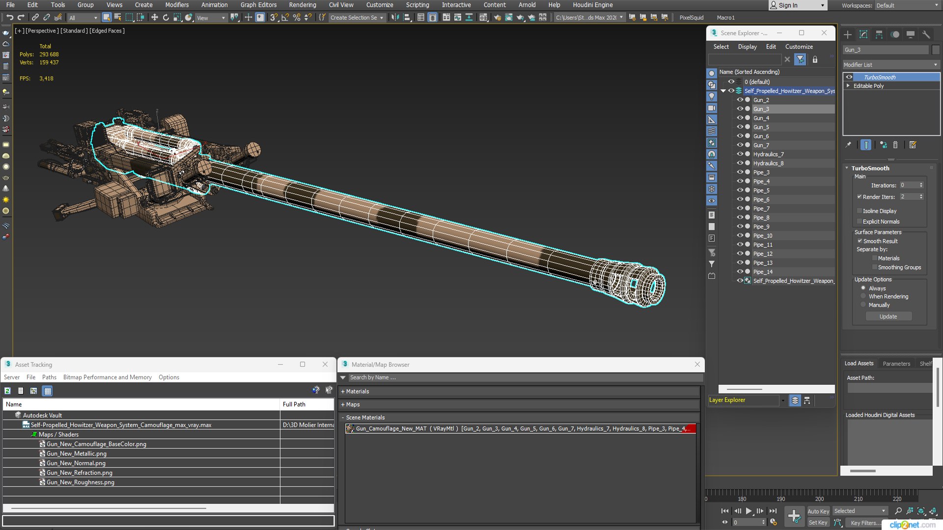 3D Model Self-Propelled Howitzer Weapon System Camouflage - TurboSquid ...