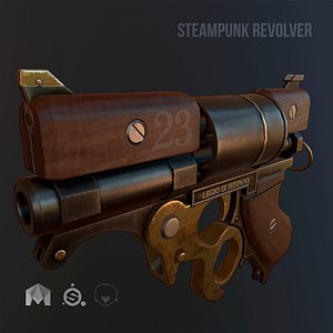 3D steampunk revolver