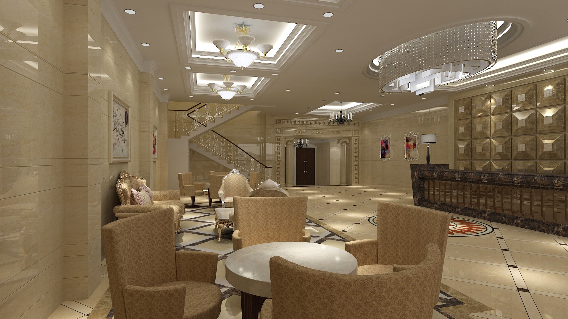Hotel Lobby 3D Model - TurboSquid 1685856