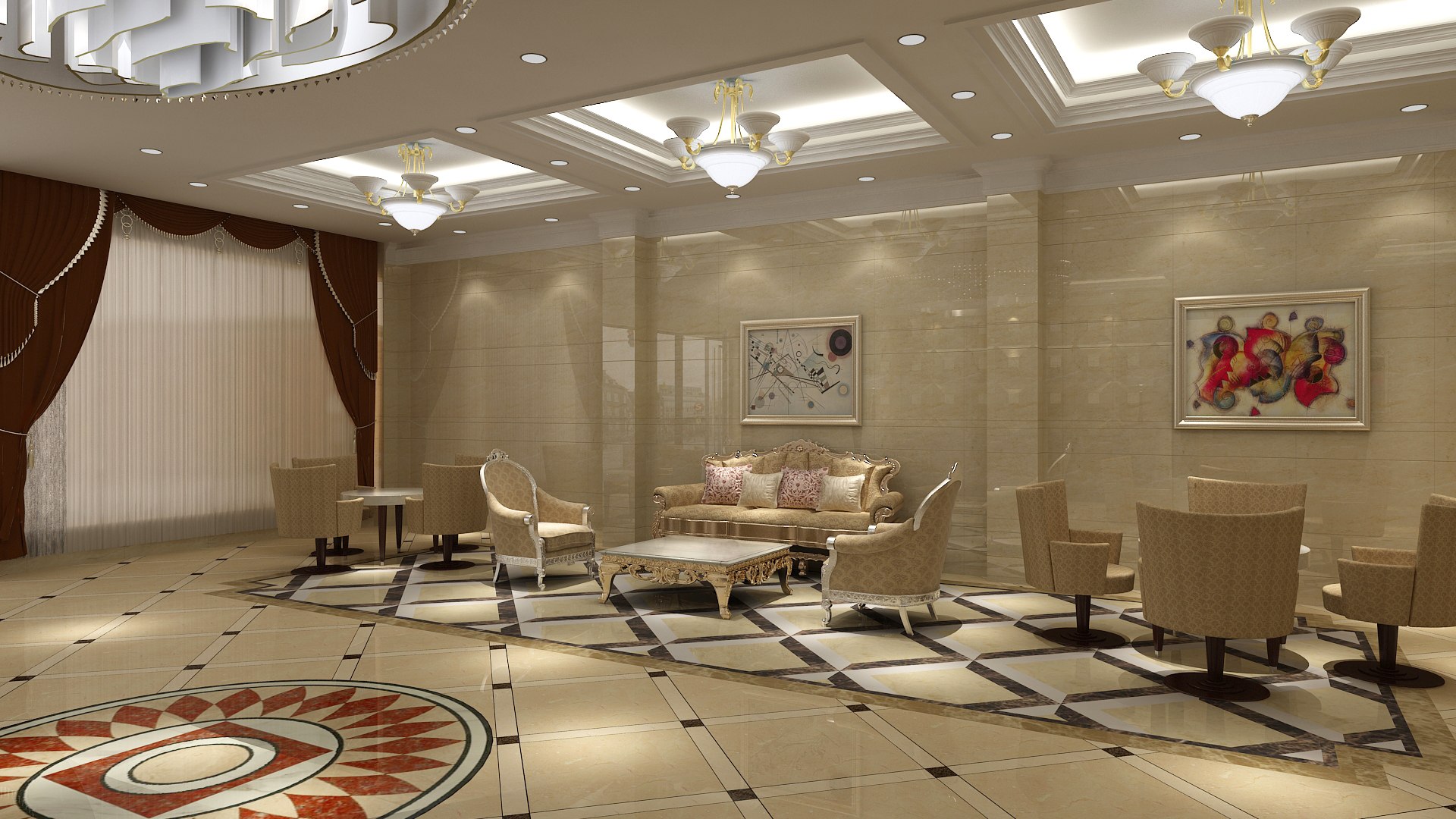Hotel Lobby 3D Model - TurboSquid 1685856