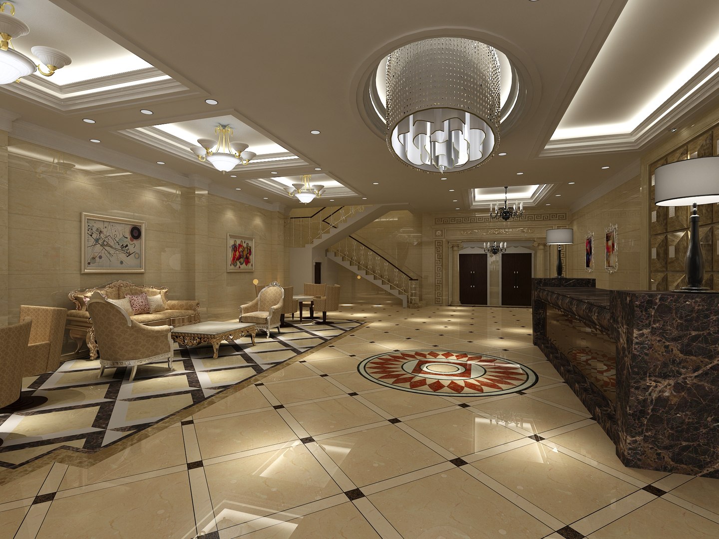 Hotel Lobby 3D Model - TurboSquid 1685856