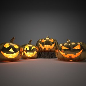 halloween pumpkin golden 3D