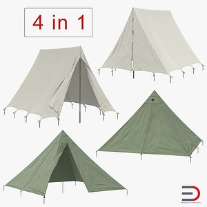 3D vintage camping tents