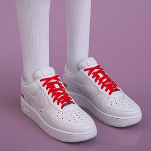 Nike Air Force 1 Low Sneakers with Red Laces