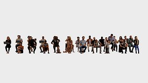 3D A collection of sitting people 5