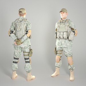 equipped soldier american military uniform model