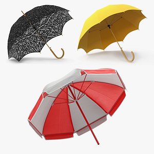 3D Open Umbrellas Collection