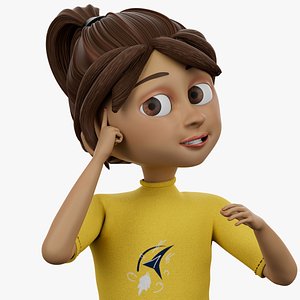 Cartoon Kid Character BELLA with BLENDER and RIGGGED