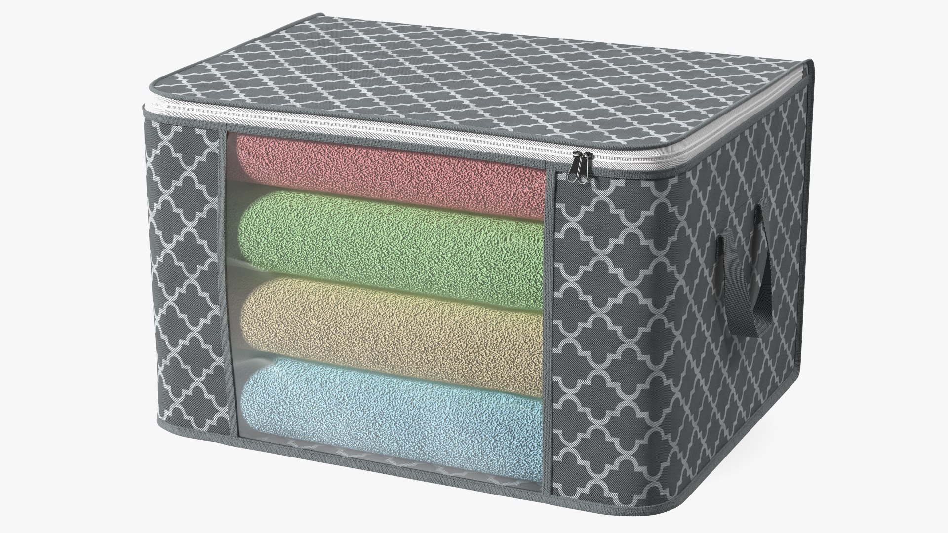 Clothes Storage Bin Foldable Grey 3D model preview