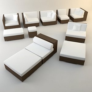3d design couch lounger set