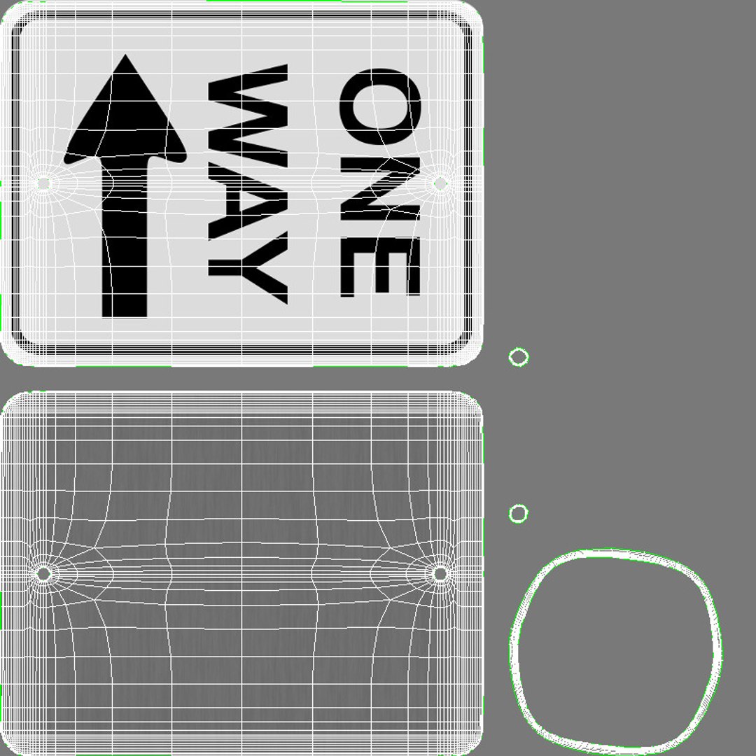 One-way-sign-02 3d Model