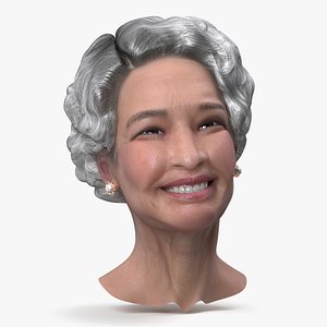 Elderly Chinese Woman Head Smiling