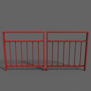 PBR Pedestrian Guard Rail Red V4 3D model