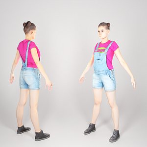 photogrammetry young woman a-pose 3D model