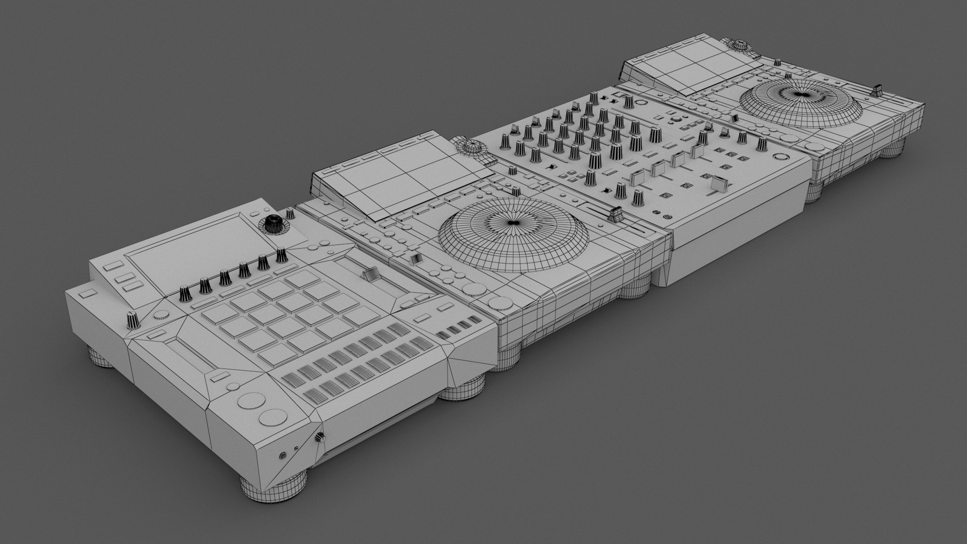 modelo 3d Pioneer DJ Set 3 DJM0750 MK2 y CDJ 3000 Nexus