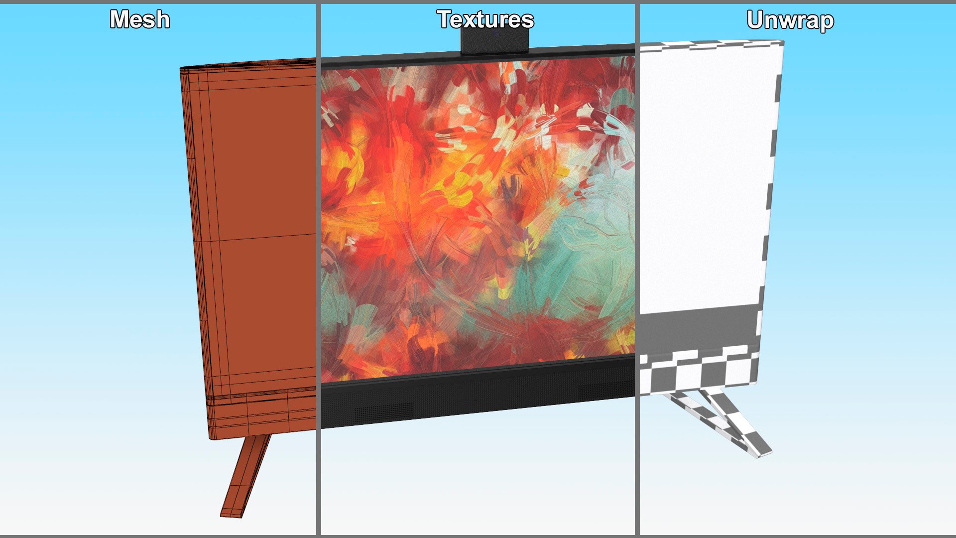 3D Model Monoblock With Abstract Wallpaper Black - TurboSquid 2241956