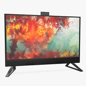 3D model Monoblock with Abstract Wallpaper Black