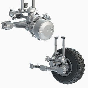 BTR-4E or BTR-80 Suspension and Wheel High-Poly model