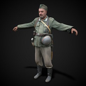 3D model ready wehrmacht soldier rigging animation