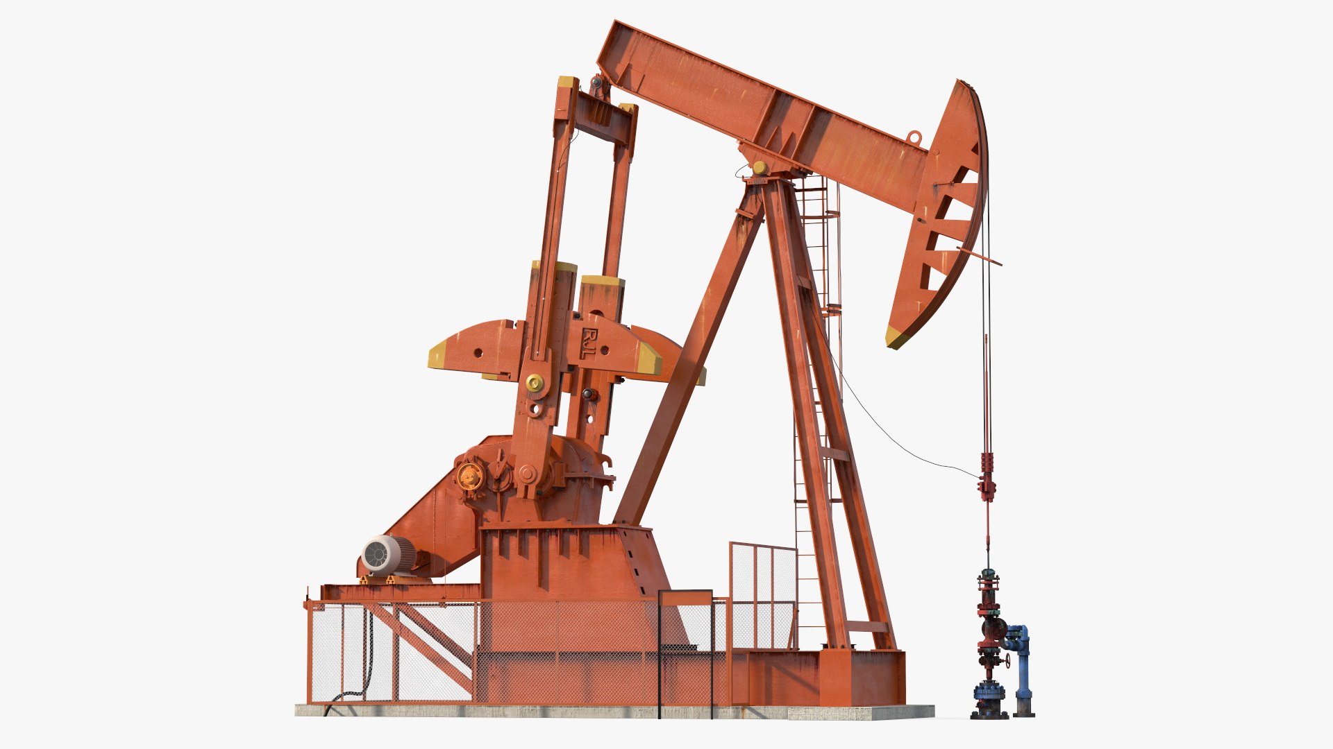 Oil Well Pump Jack Rigged for Cinema 4D 3D model preview
