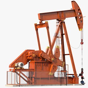 Oil Well Pump Jack Rigged for Cinema 4D 3D model