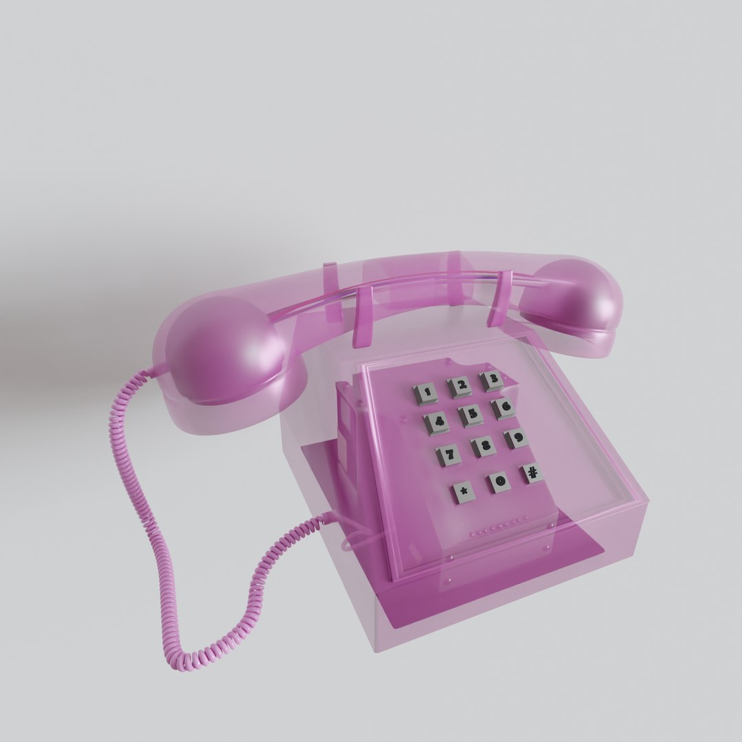 3D pink transparent vintage telephone - TurboSquid 2076682