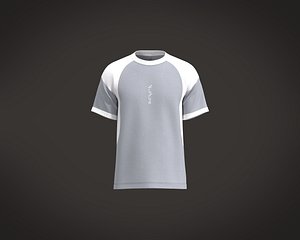 Cut  Sew T-Shirt with lettering graphic on chest 3D