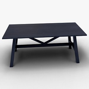 Realistic Wooden Dining Table 3D Model - Optimized Low Poly Furniture with High Quality PBR Textures 3D model