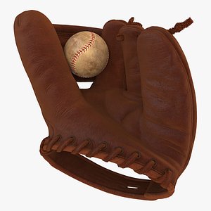 vintage baseball glove ball 3D