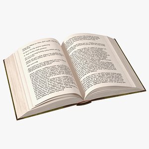 Open Hardback Book Elven Text Green 3D