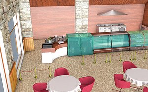 3D restaurant interior building