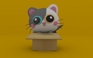 3D model 3D cat with box