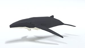 3D Low Poly Cartoon Humpback Whale