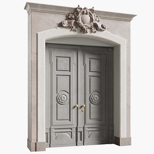 3D Exterior Entrance Front Door New Gray model