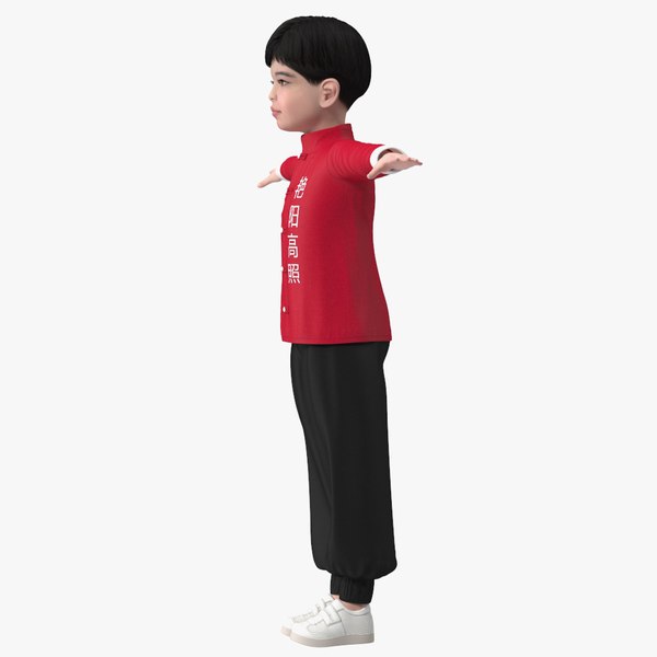 3D Asian Boy Traditional Costume Rigged for Maya model