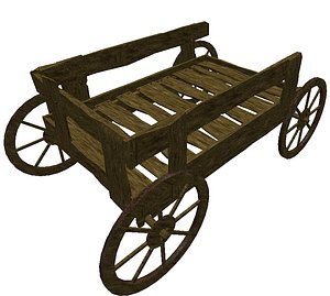 wooden cart 3d model