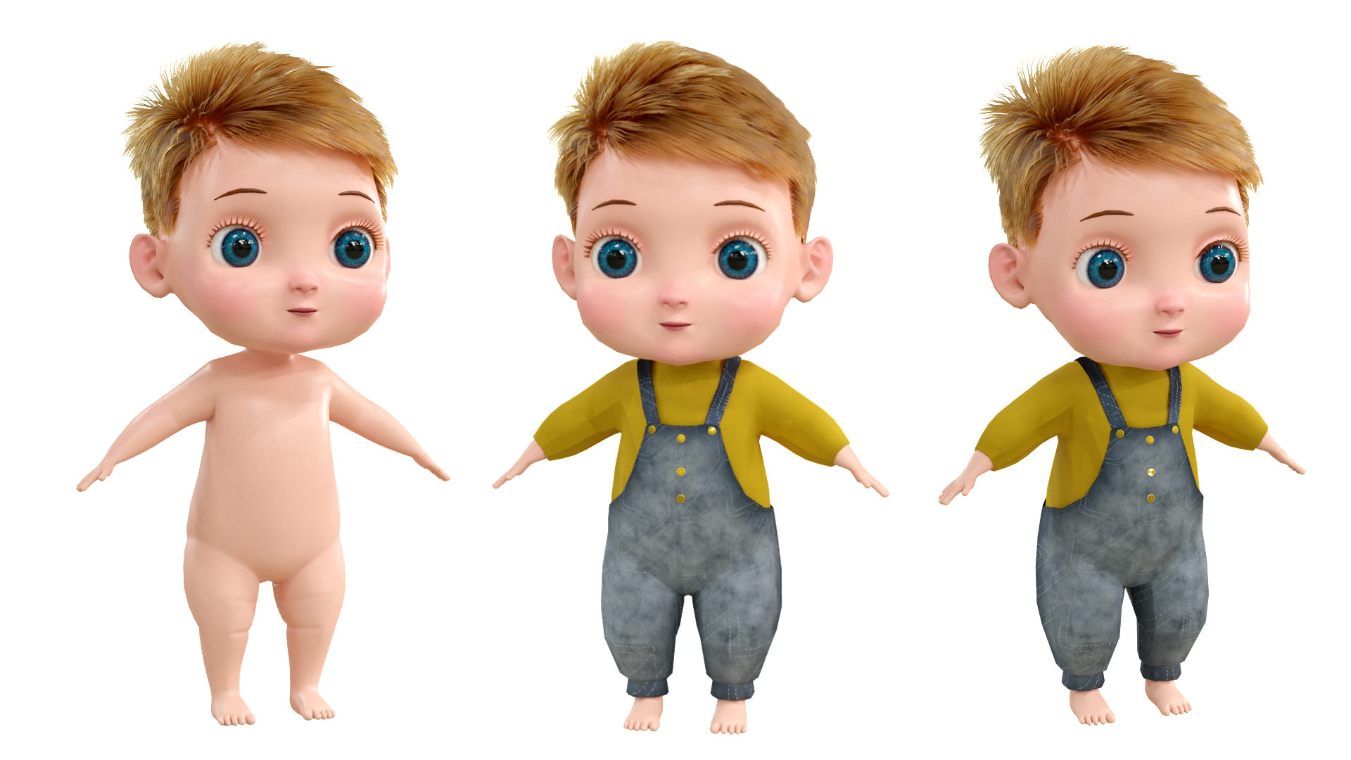 cartoon baby cute character fur3d模型