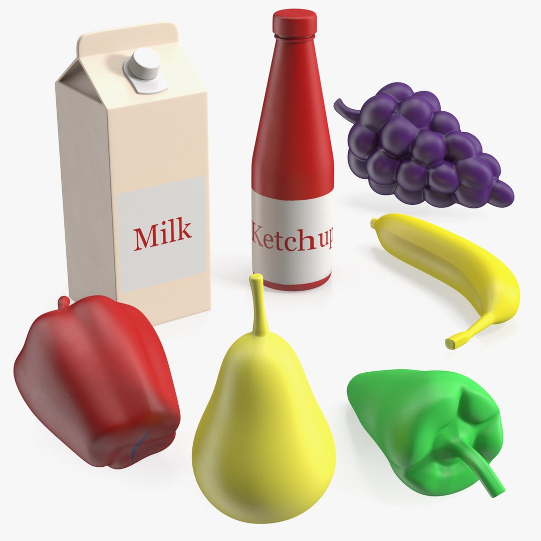 Children Toy Food Set 3D model preview