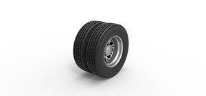 Diecast Rear custom wheel of semi truck Version 23 Scale 1 to 25 3D