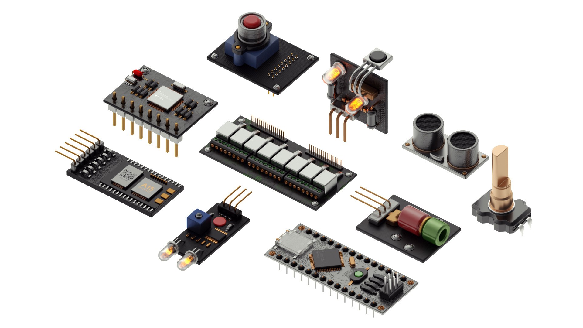3D Circuit Board Electronic Components Kit - TurboSquid 2252526