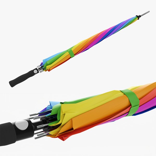 3D модель Большой автоматический зонт закрытый красочный - TurboSquid ...