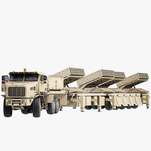 Roketsan Jobaria TR-122 With Oshkosh M1070 HET Truck Rigged PBR 3D