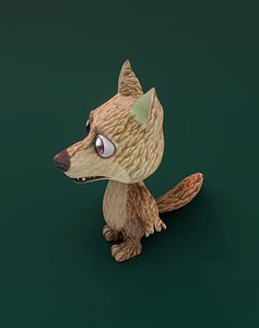3D Cartoon Red Wolf Animated 3D Model