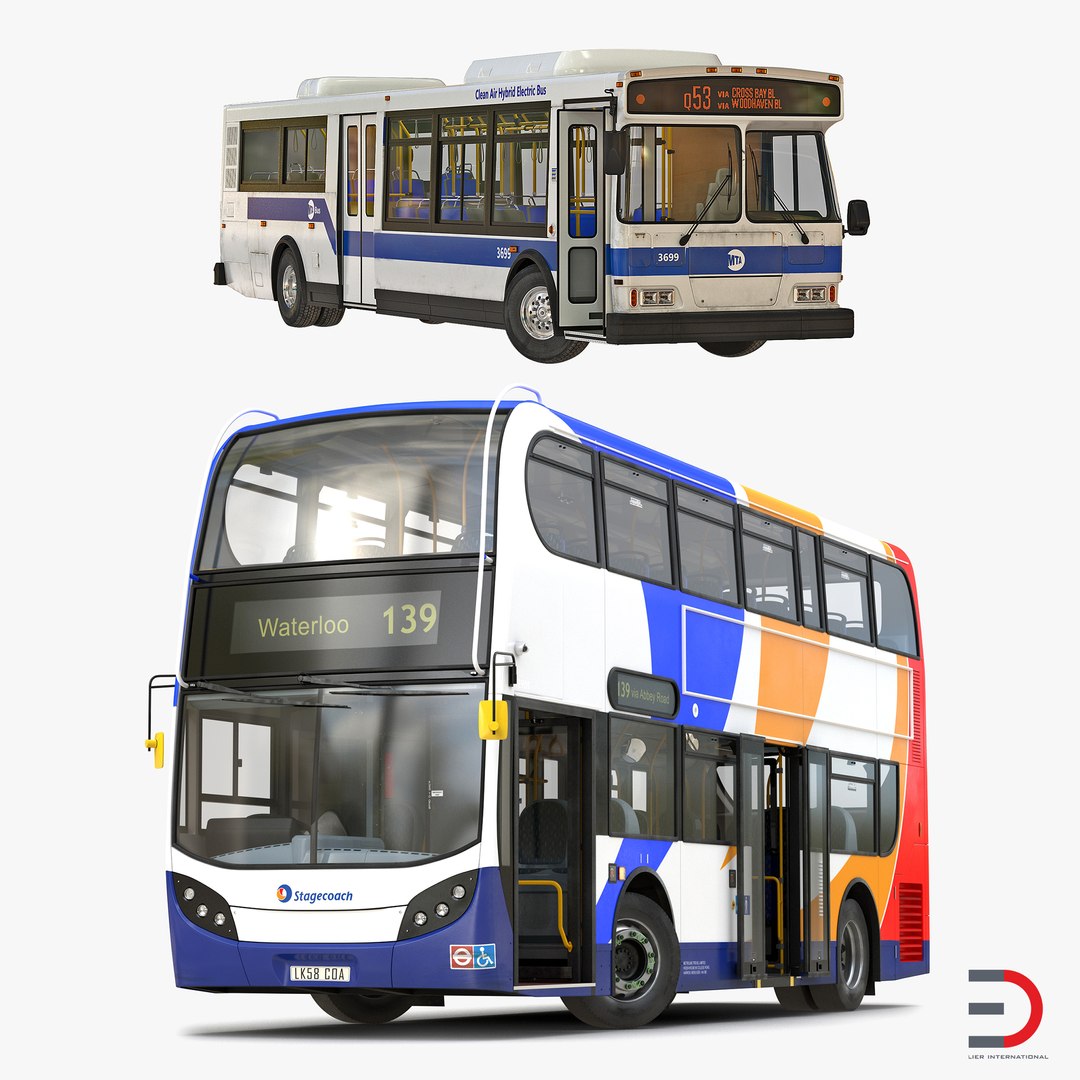 Rigged Buses Collection 3 3D Models 3D model preview