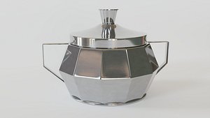 3D Art Deco Sugar Bowl 1930s Silver Plated