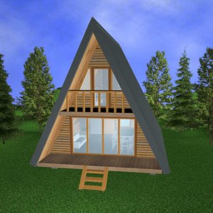 triangular mountain house 3D model